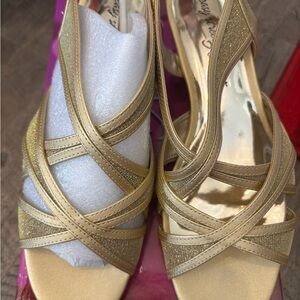 Easy Street Gold Crisscross Heels